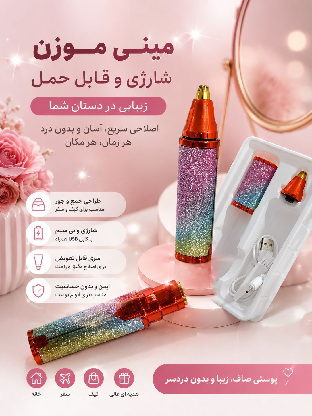 شیور اکلیلی دوکاره صورت ابرو و بینی گوش به شرط کیفیت